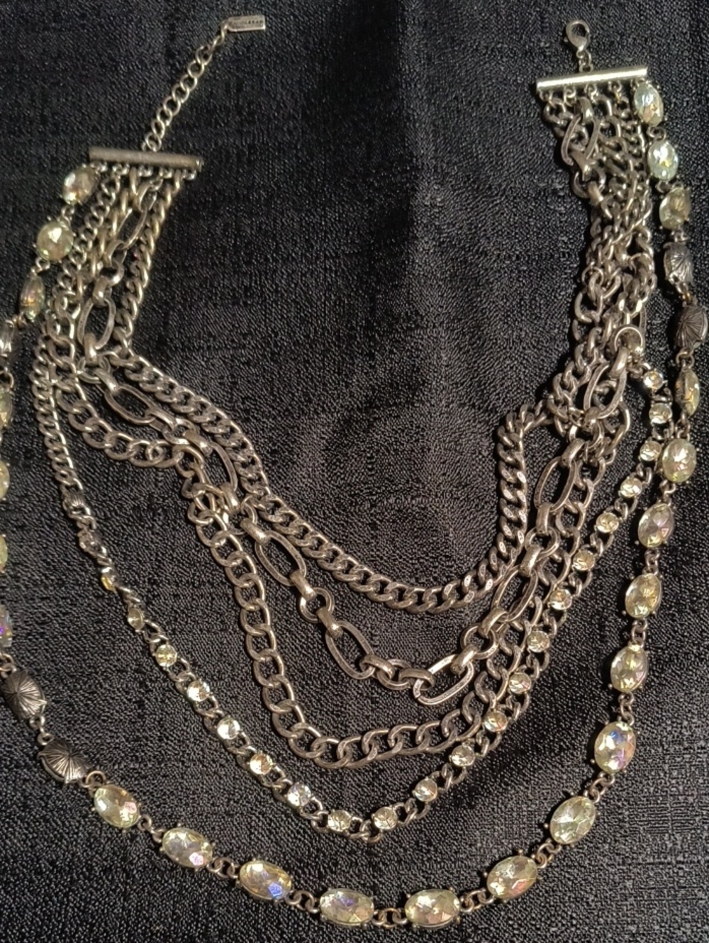 BaubleBar Multi-Strand Silver Chain Necklace with Crystal Accents